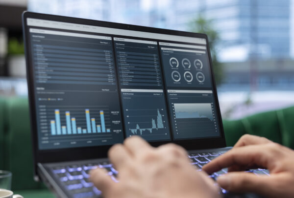 Goal oriented entrepreneur in a luxurious corporate office plans a strategy business data insights