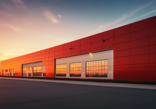 modern-warehouse-bathed-glow-setting-sun AI warehouse management
